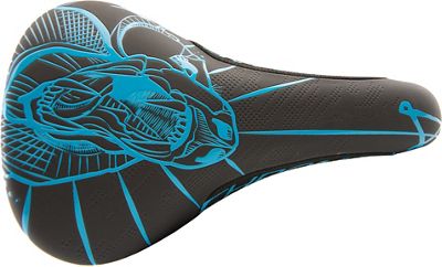 Chromag Overture Mountain Bike Saddle - Black - Cyan - 136mm Wide, Black - Cyan